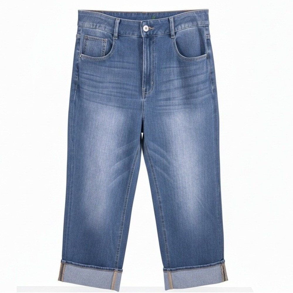 HALARA Blue Wide-Leg Crop Jeans